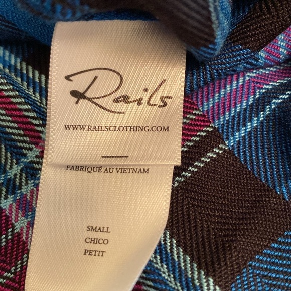 Rails Hunter Cabincore Cobalt Magenta Plaid Tartan Flannel Button Down Shirt S - Picture 9 of 9